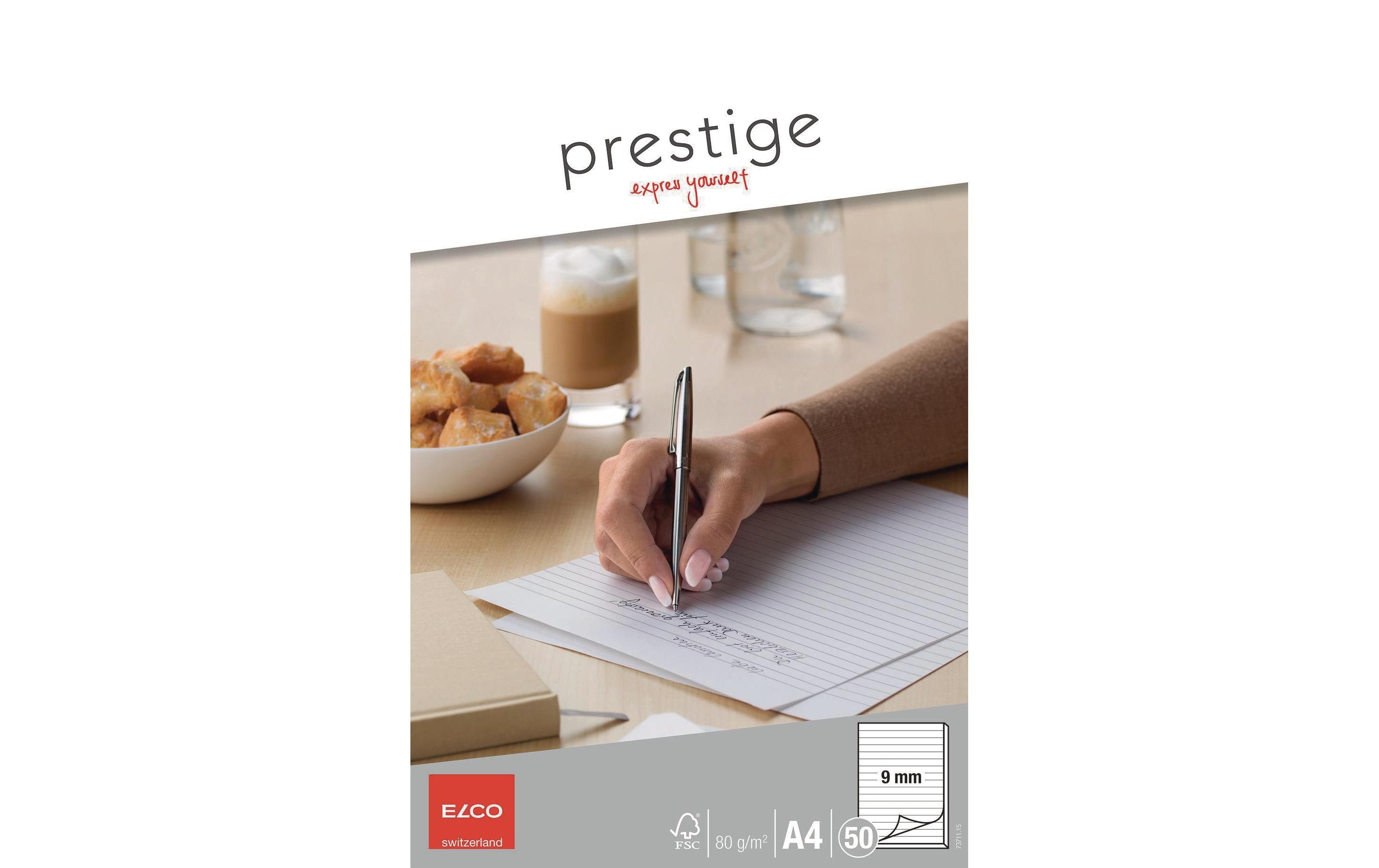 Elco Block Prestige A4 liniert 9 mm 50 Blatt, mit Löschblatt