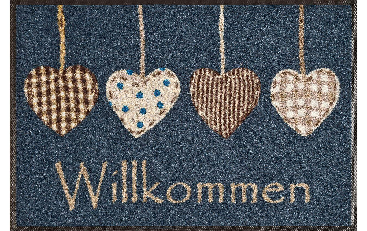 Wash+Dry Cottage Hearts Fussmatte 50x75 cm, Flor Polyamid, Anti-Rutsch