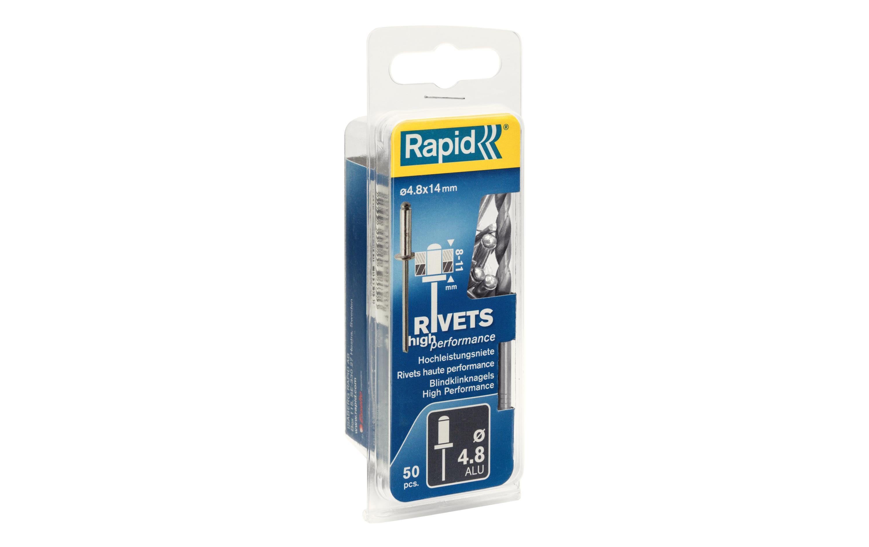 Rapid Blindnieten Aluminium 4,8x14mm 50 St. inkl. Bohrer, Blister