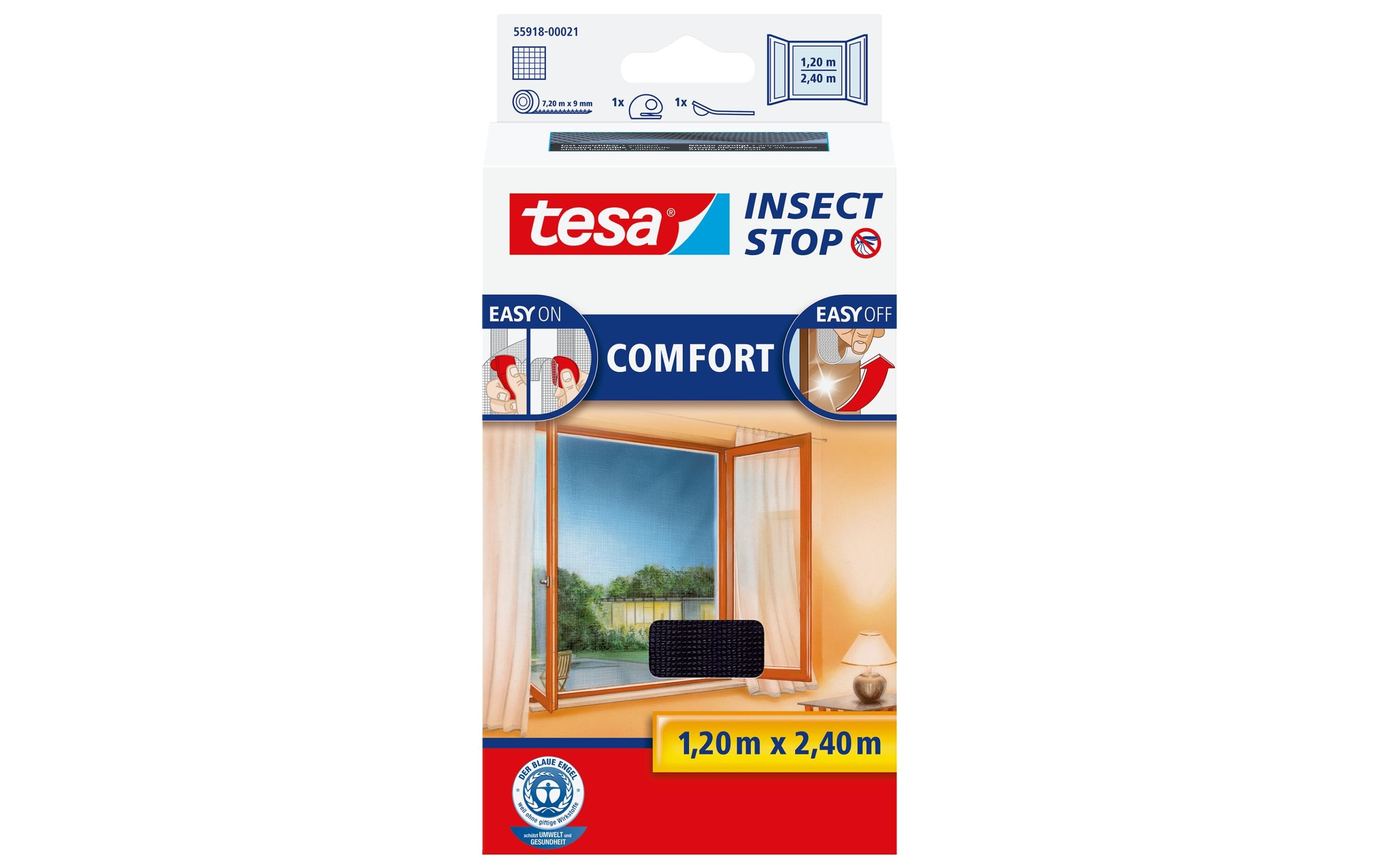 Tesa Insect Stop Comfort Fenster anthrazit Grösse: 1.2m x 2.4m,