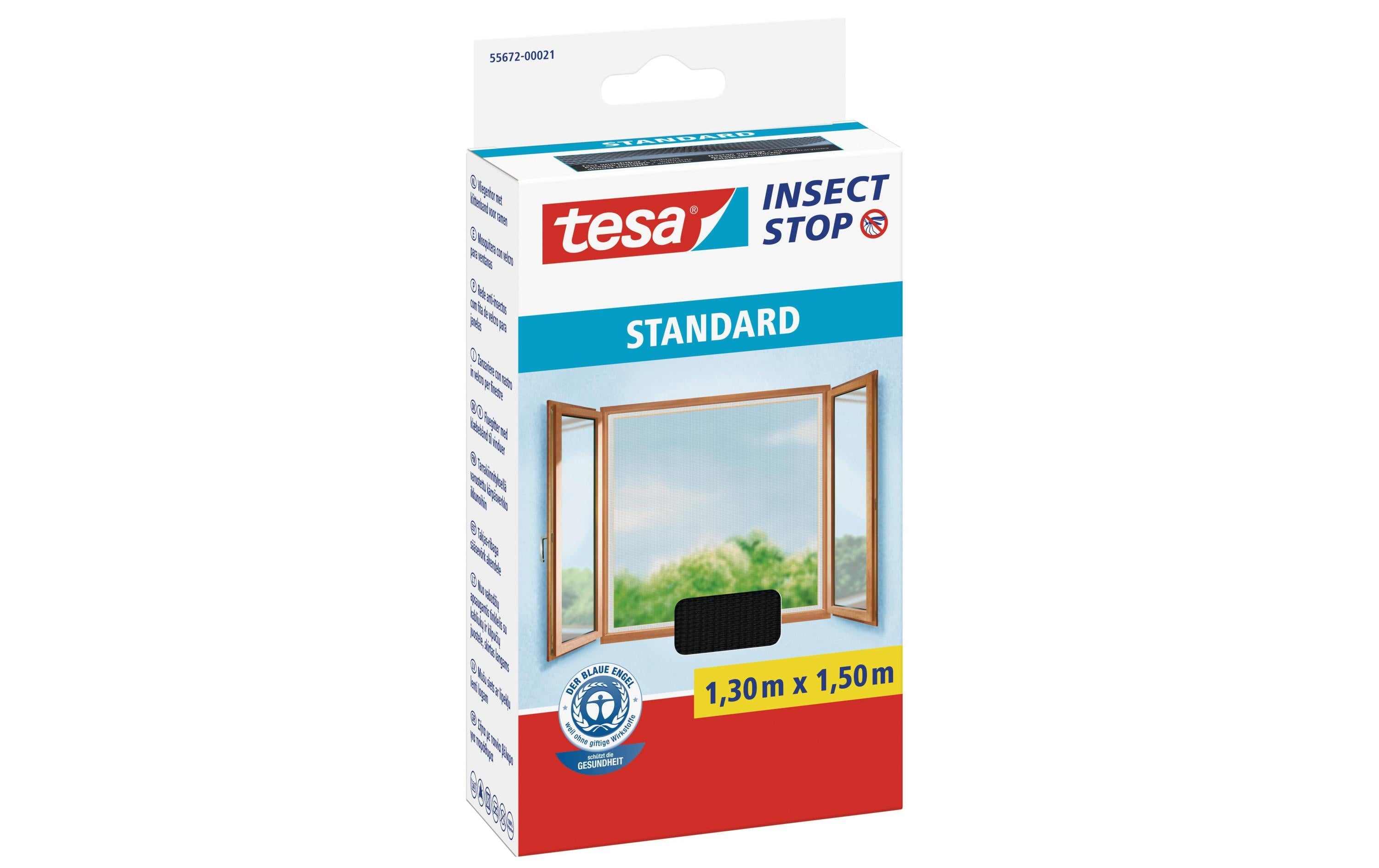 tesa Insect Stop Fliegengitter Standard Fenster, 1.3m x 1.5m