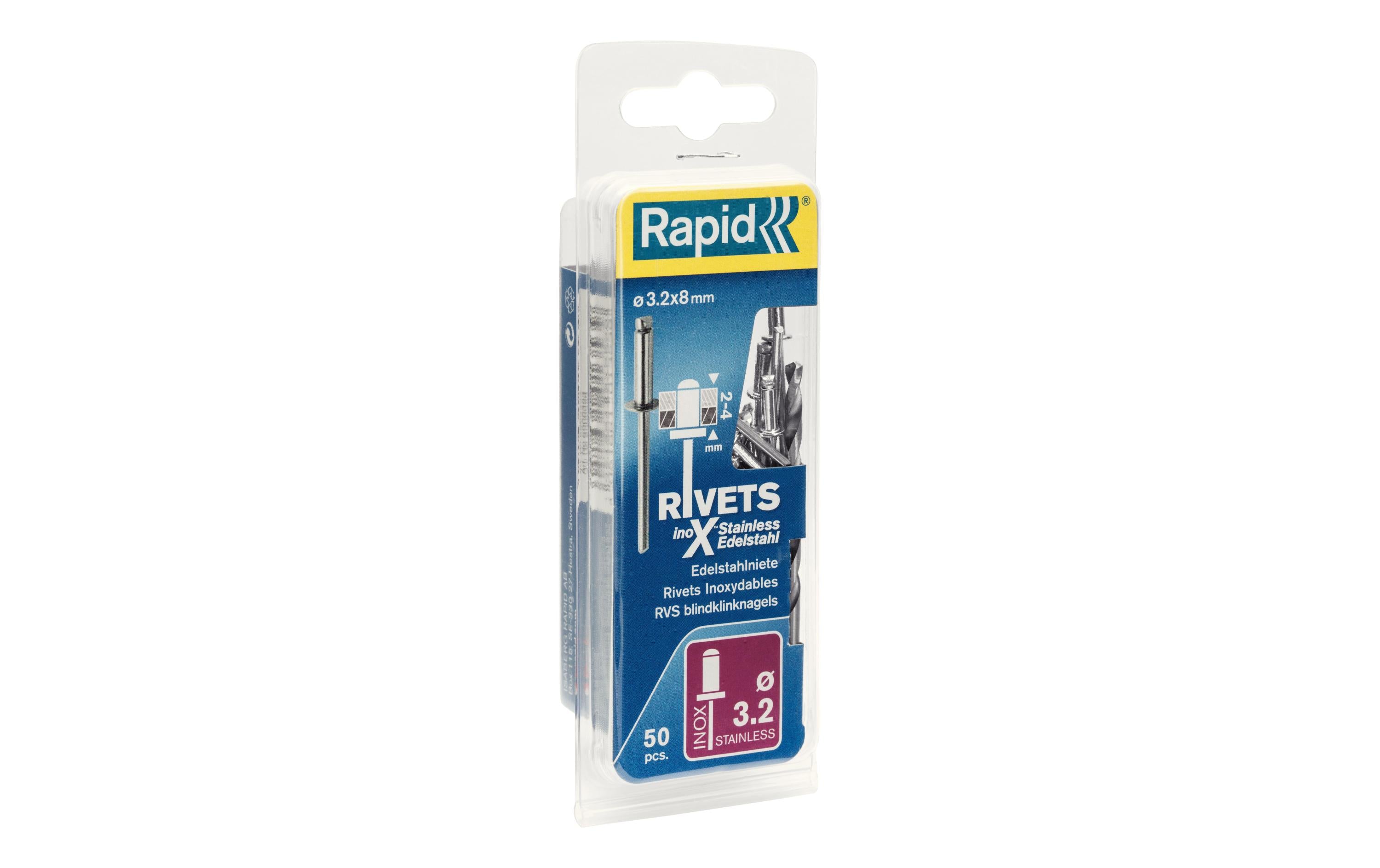 Rapid Blindnieten Edelstahl 3,2x8mm 50 St. inkl. Bohrer, Blister