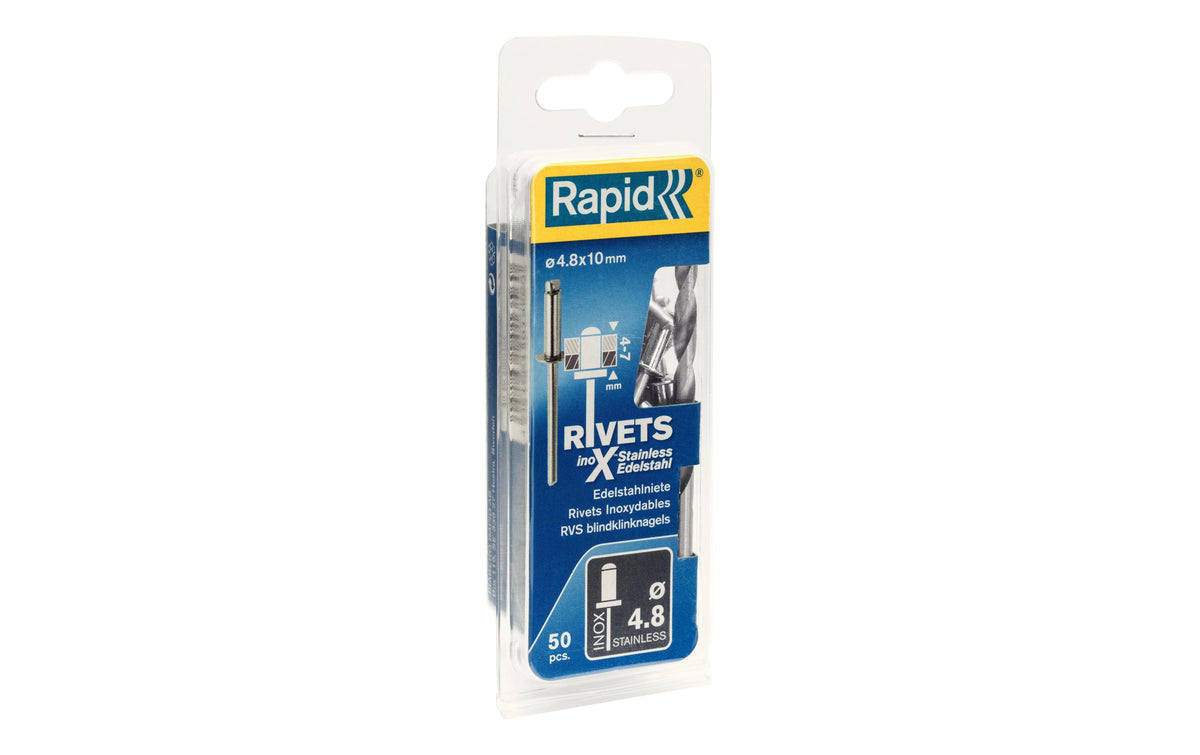 Rapid Blindnieten Edelstahl 4,8x10mm 50 St. inkl. Bohrer, Blister