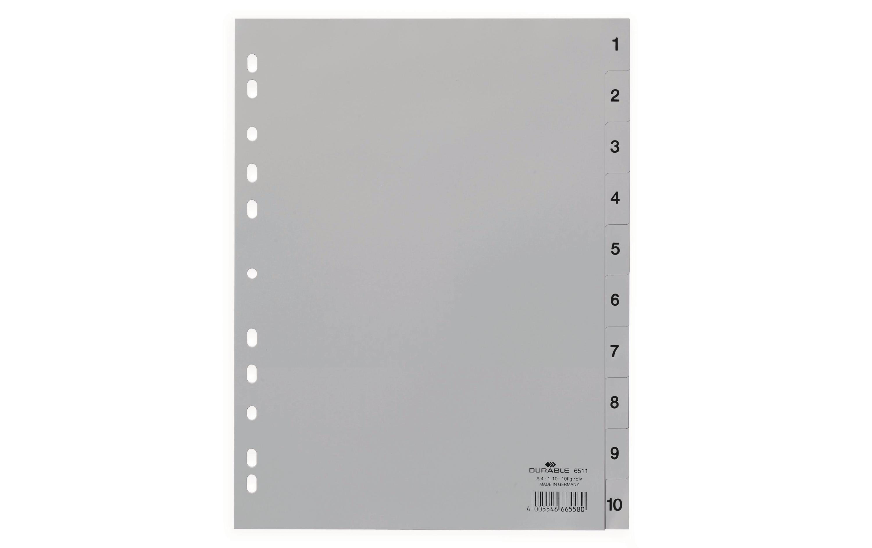 Durable Register A4 Hoch 1-10,grau Teilung/Blatt: 10
