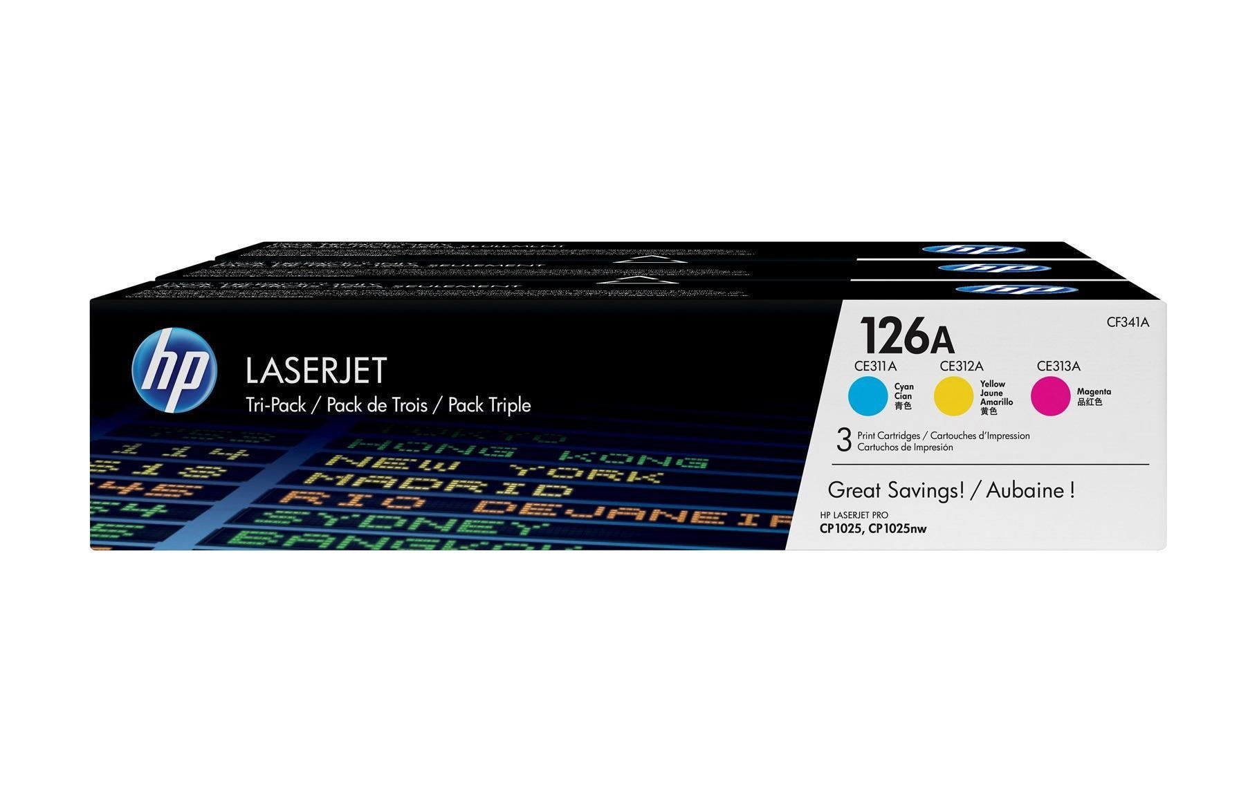 HP Toner 126A - CMY 3er-Pack (CF341A) Seitenkapazität ~ je 1'000 Seiten