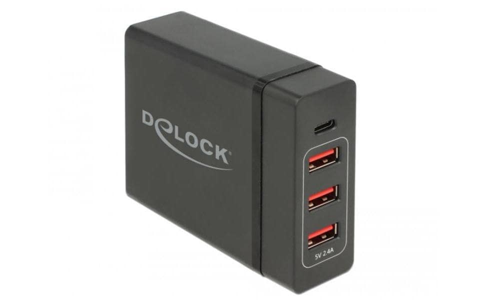 Delock Ladegerät 1x USB-C PD+3x USB-A Schwarz