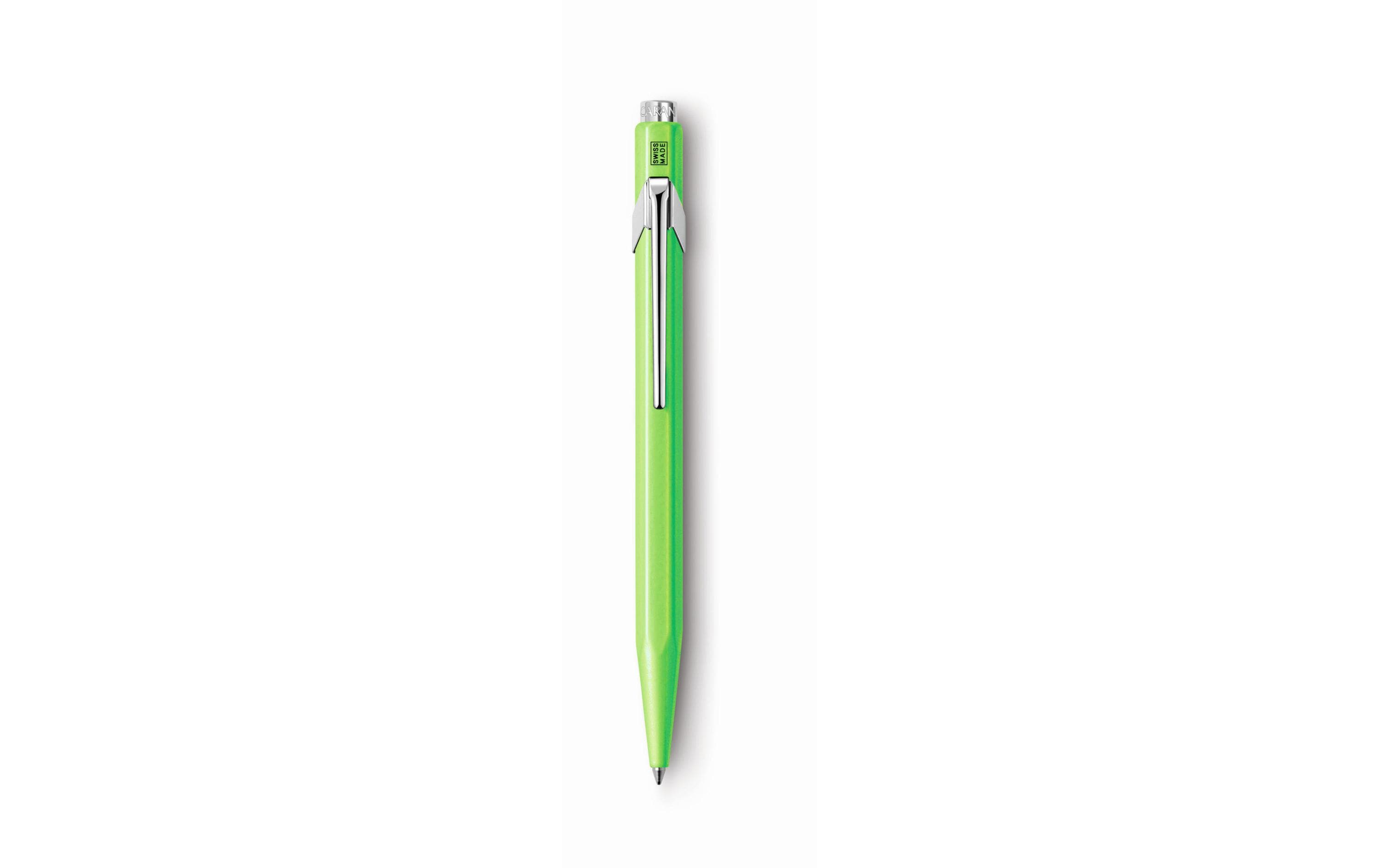 Caran d'Ache Kugelschreiber 849 grüngelb fluo mit Goliath Patrone blau M