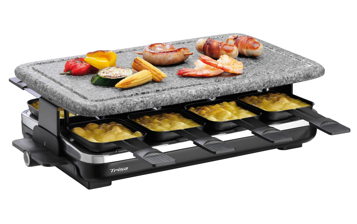 Trisa Raclette Hot Stone für 8 Personen abnehmbare Steinplatte mit Saftrinne