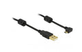 USB2.0 Micro-Kabel,1m, A-MicroB, Schwarz Micro-B Stecker 90° nach rechts gewinkelt