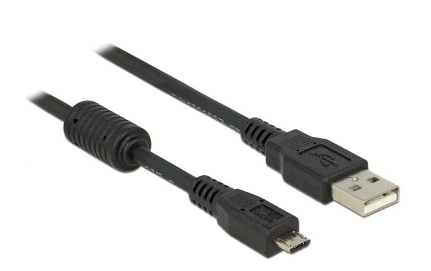 USB2.0 Micro-Kabel, 3m, A-MicroB, Schwarz für Handy, PDA, Digitalkamera mit Micro-USB