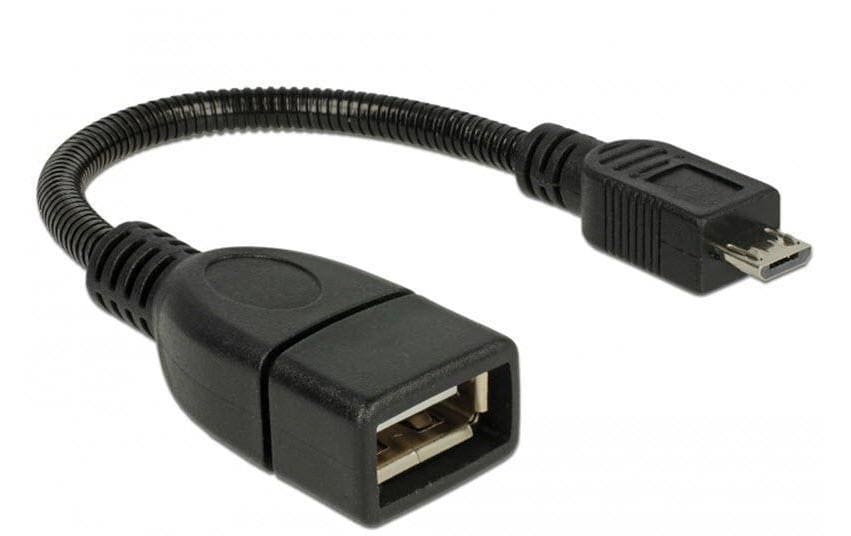 USB OTG (On the Go), A-MicroB, 15cm flexibles Schwanenhalskabel, metalverstärkt