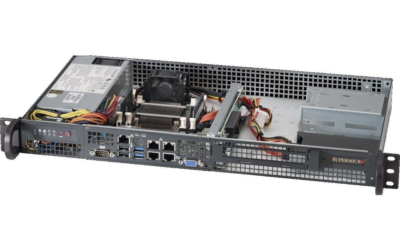 Supermicro SC505-203B: Servergehäuse 19" nur 249mm tief, 200W NT, Frontanschlüsse