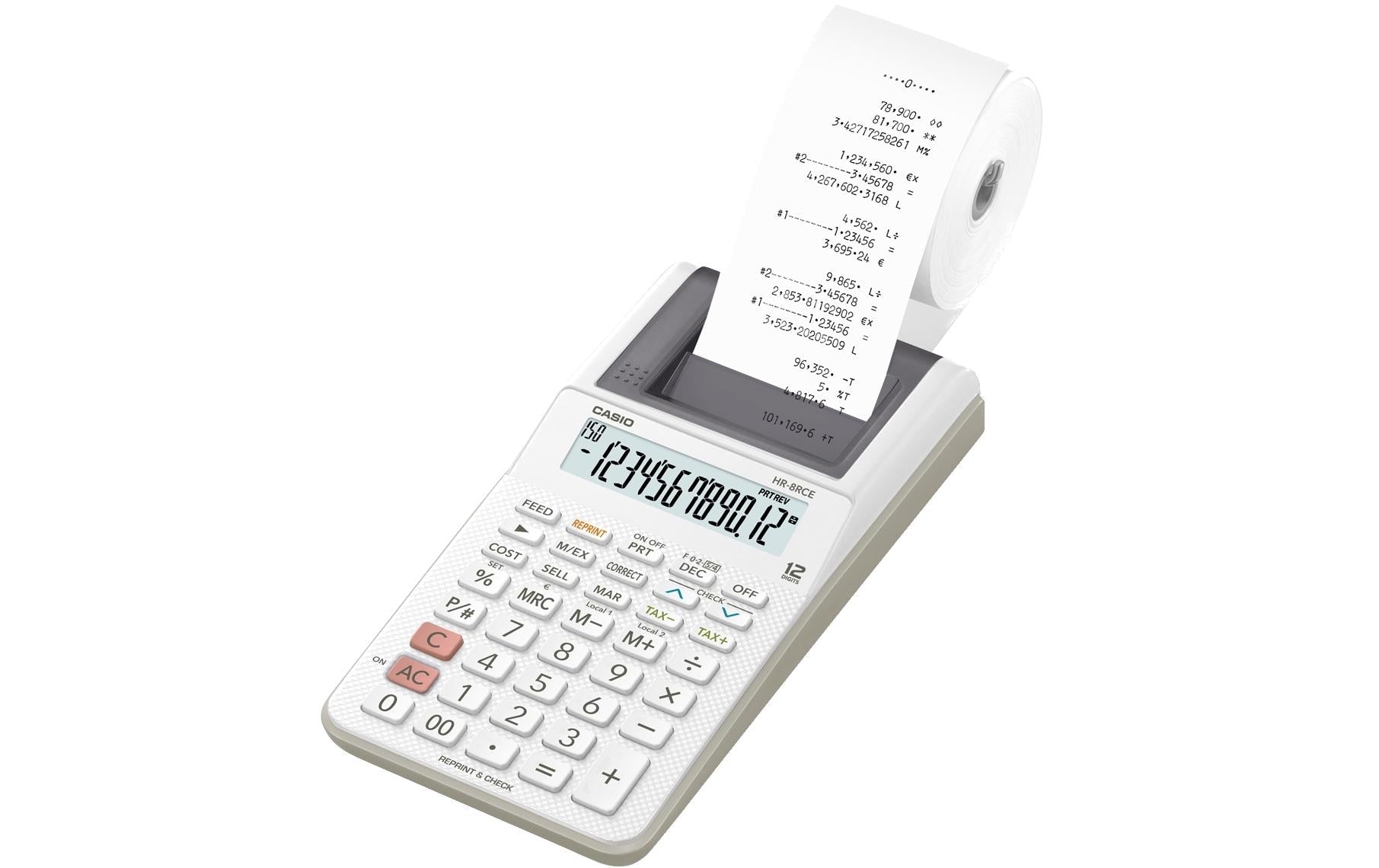 Casio druck. Bürorechner CS-HR-8RCE-WE weiss