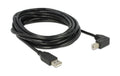 USB2.0-Kabel A-B: 5m, schwarz USB-B Seite 90°gewinkelt
