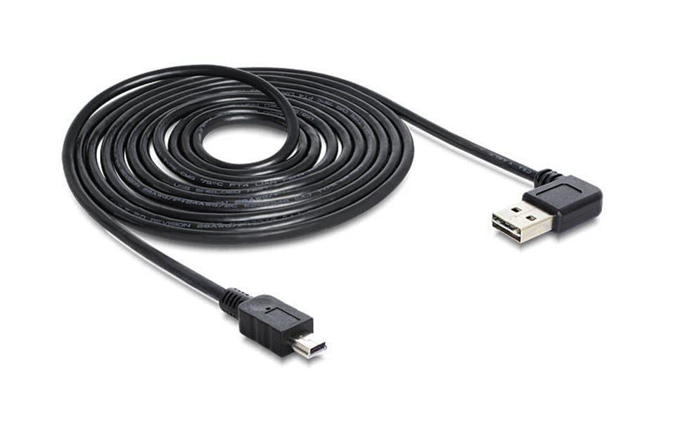 USB2.0-Kabel Easy A-MiniB: 2m USB-A Seite 90° gew. beidseitig einsteckbar