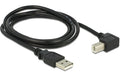 USB2.0-Kabel A-B: 1m, schwarz USB-B Seite 90°gewinkelt