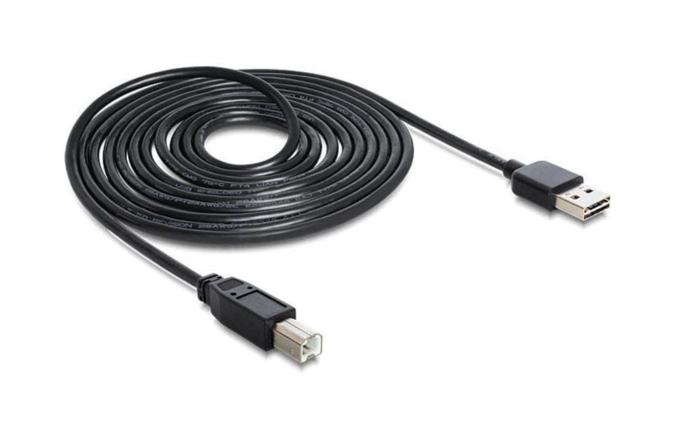 USB2.0-Kabel Easy A-B: 2m USB-A Seite beidseitig einsteckbar