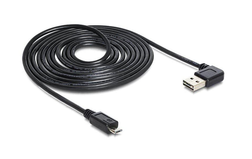 USB2.0-Kabel Easy A-MicroB: 5m USB-A Seite 90° gew. beidseitig einsteckbar