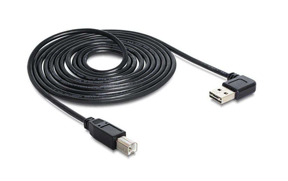 USB2.0-Kabel Easy A-B: 1m USB-A Seite 90°gew. beidseitig einsteckbar