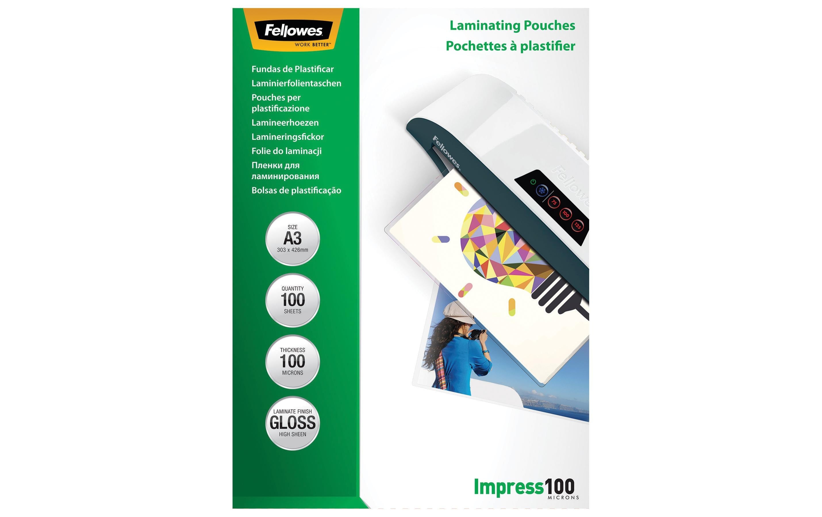 Fellowes Laminierfolien A3, 100 Mikron 100 Stück, 303x426mm