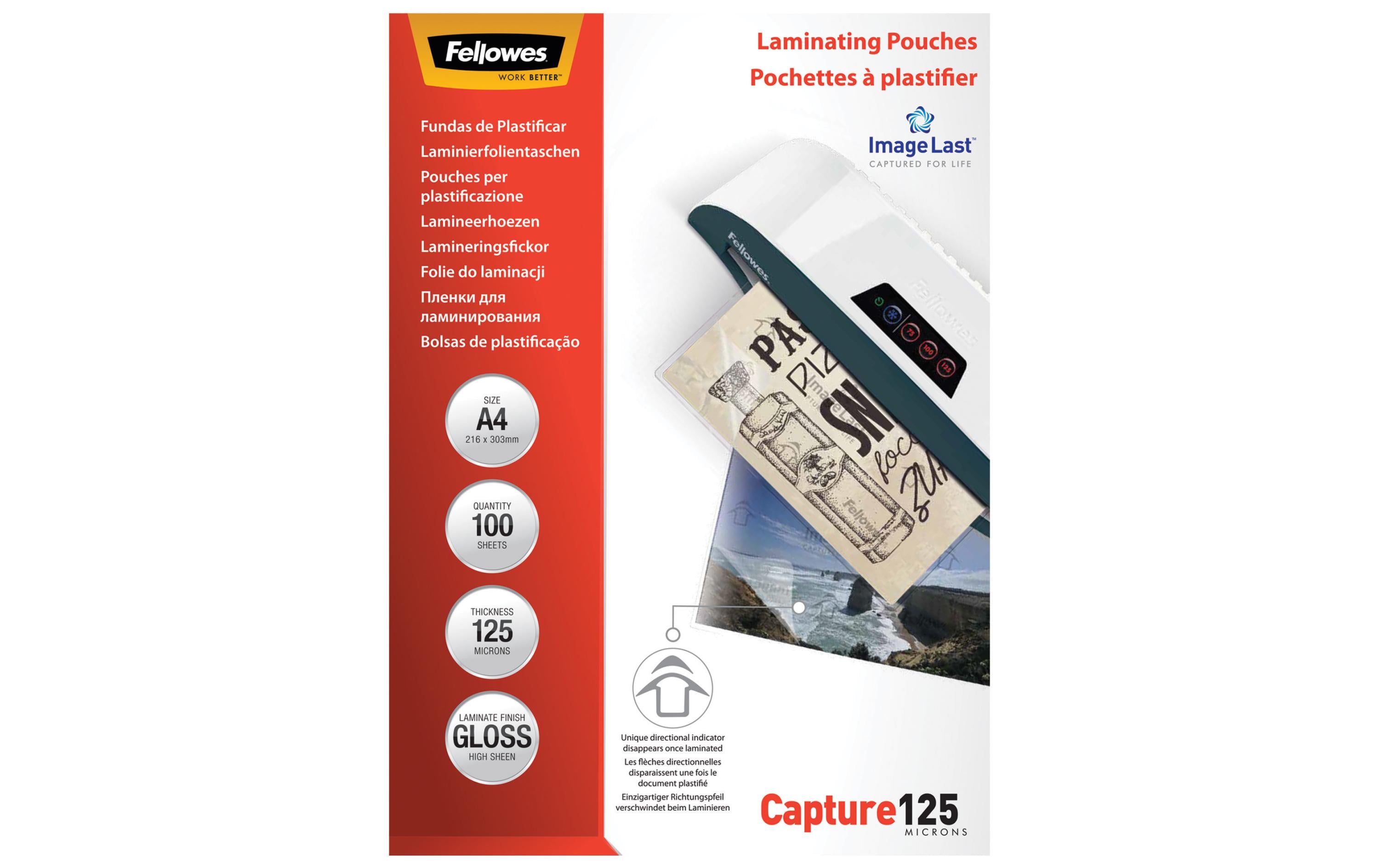 Fellowes Laminierfolien A4, 125 Mikron 100 Stück, 216x303mm