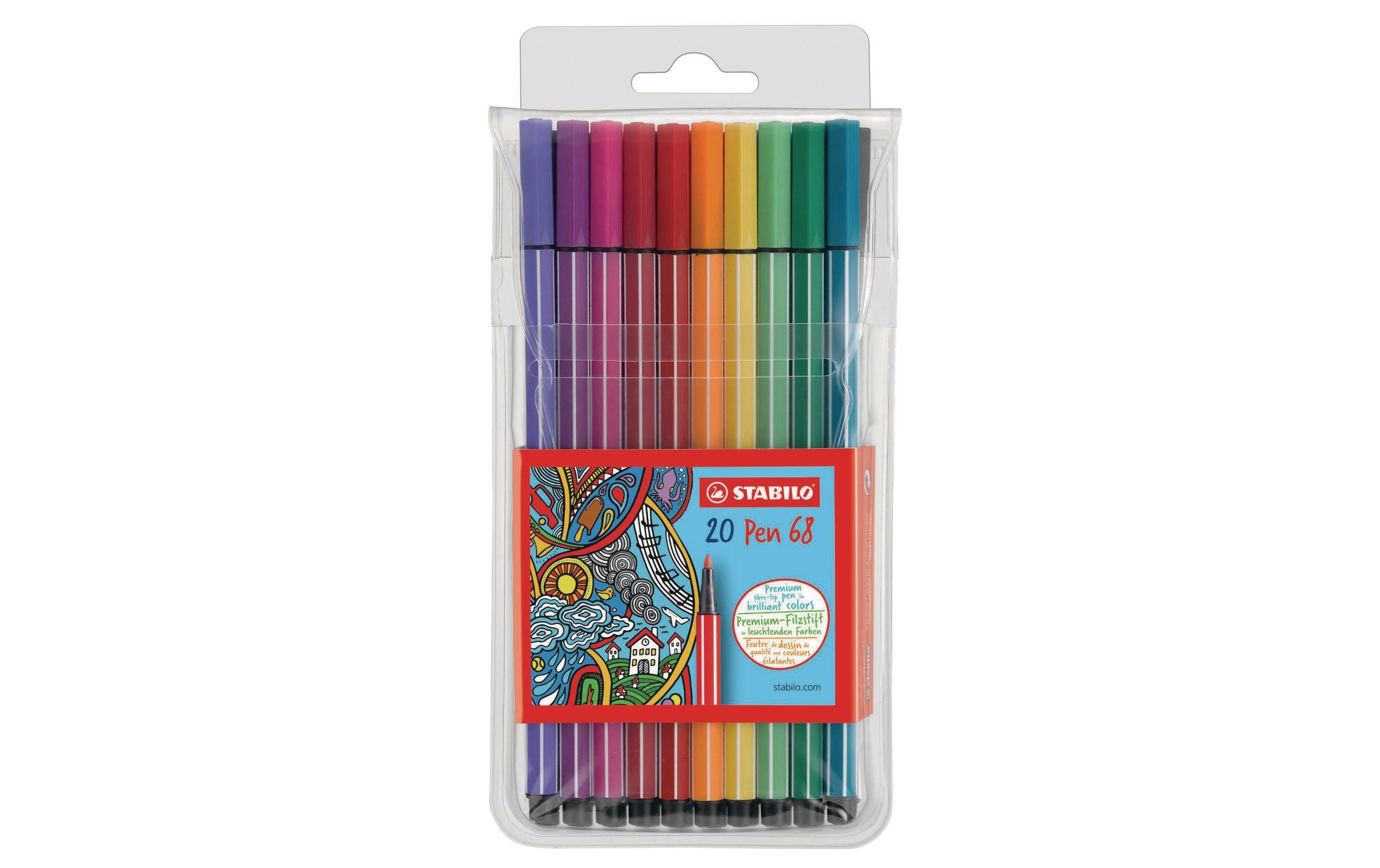 STABILO Pen 68 Fasermaler 20er Etui verschiedene Farben