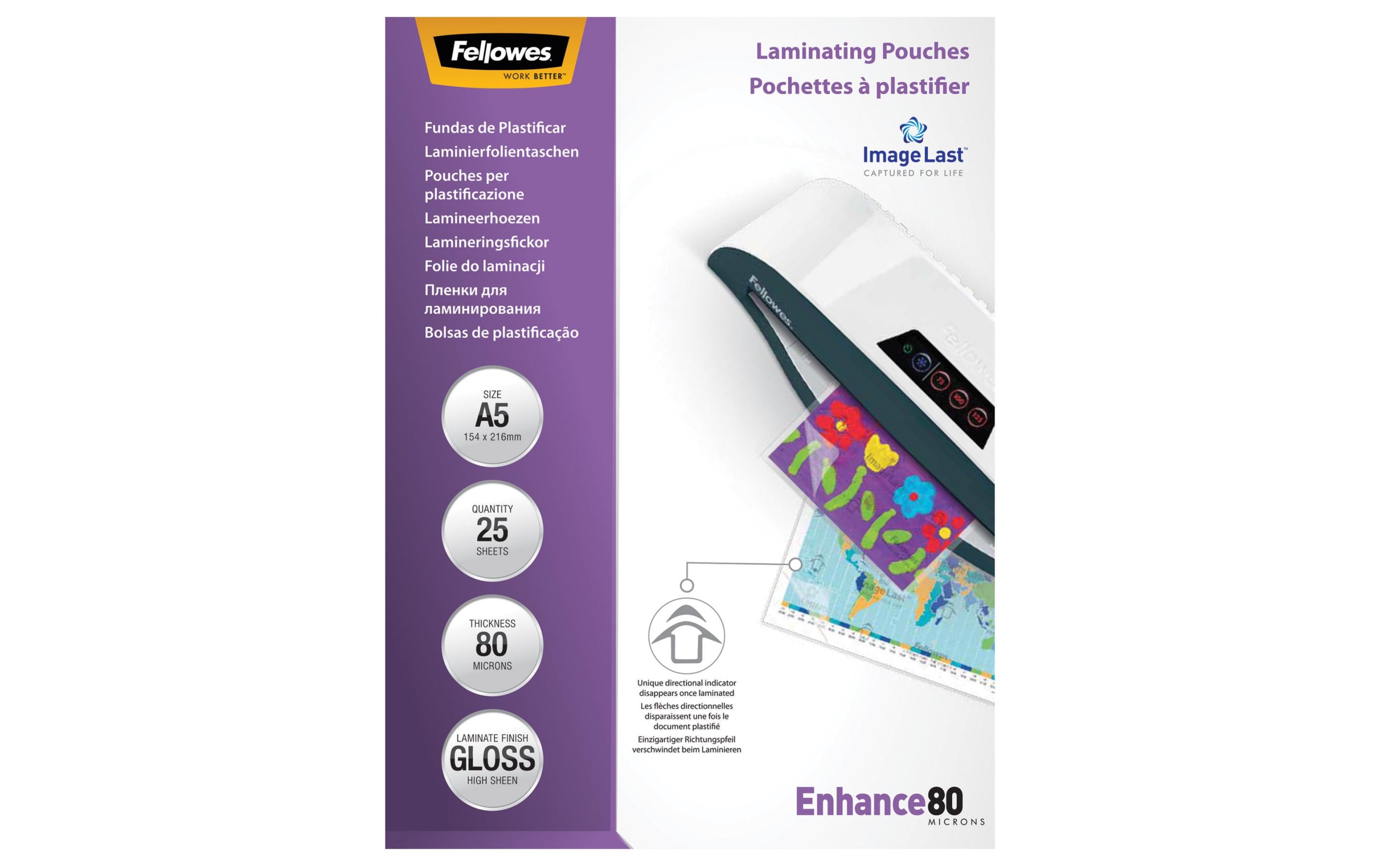 Fellowes Laminierfolien A5, 80 Mikron 25 Stück, 154x216mm