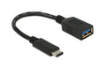 Delock USB3.1 Adapter A-Buchse-TypC Stecker 0.15m, 5Gbps, Gen1, schwarz