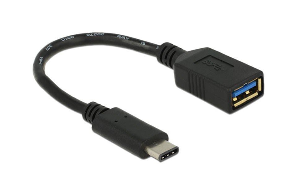 Delock USB3.1 Adapter A-Buchse-TypC Stecker 0.15m, 5Gbps, Gen1, schwarz