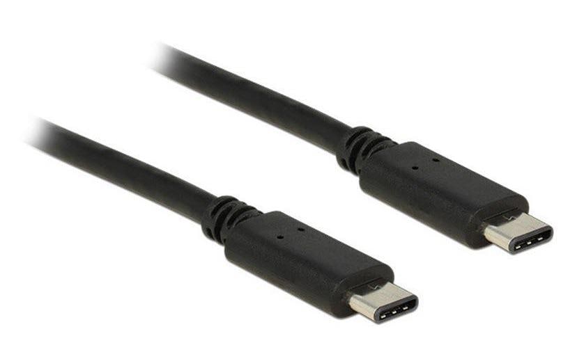 USB2.0-Kabel TypC-TypC: 0.5m, schwarz max. 480Mbps, Typ-C Stecker beidseitig