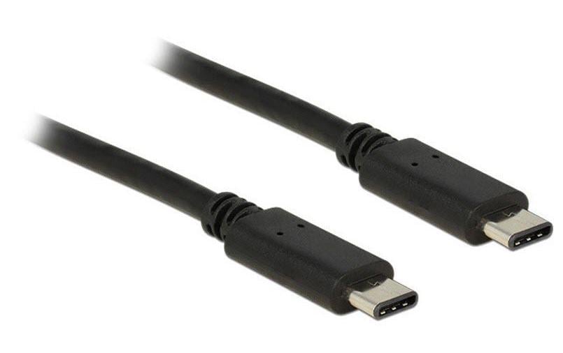 USB2.0-Kabel TypC-TypC: 1m, schwarz max. 480Mbps, Typ-C Stecker beidseitig