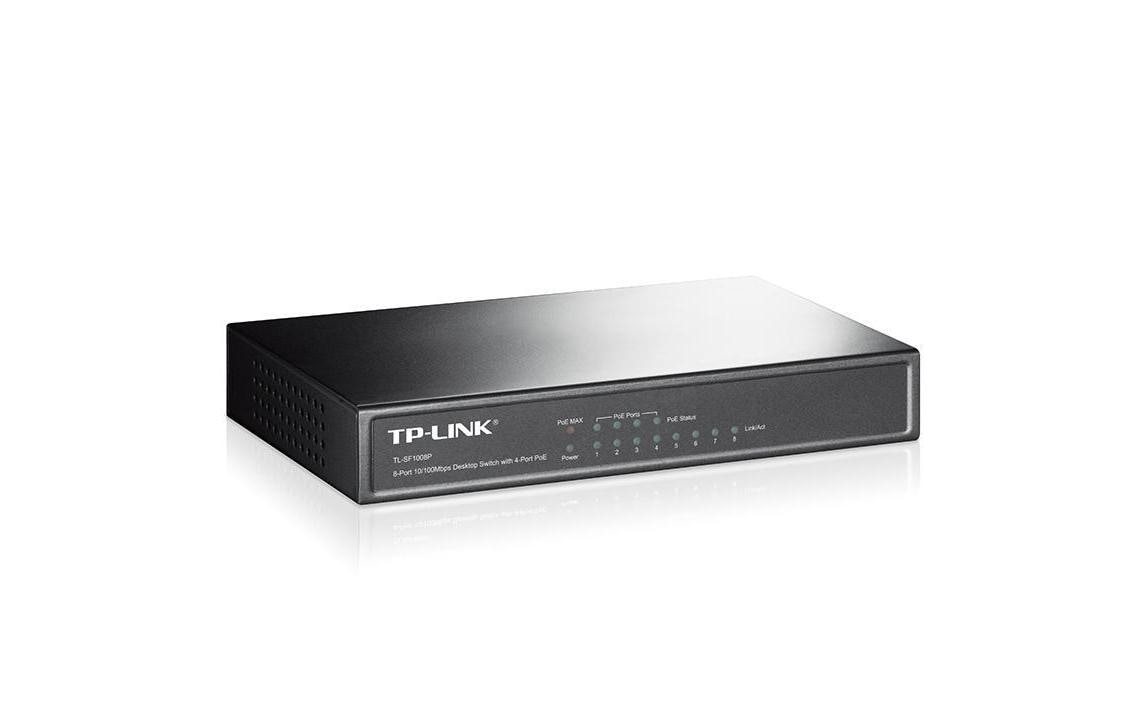 TP-Link TL-SF1008P: 8Port PoE Switch 4xPoE 15.4Watt, Stahlgehäuse