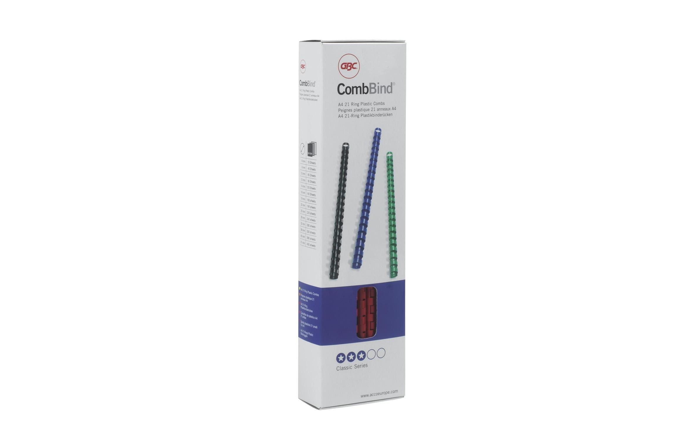 GBC Binderücken A4 12mm, weiss, 100 Stk. mit 21 Ringen, 100Stk.