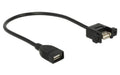 USB2.0-Kabel A-A: 25cm,zum einseitig Einbau Buchse-Buchse, mit Schrauben