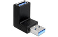USB3.0 Winkeladapter: A-Buchse zu A-Stecker für USB3.0 Geräte, 90Grad gewinkelt