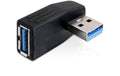 USB3.0 Winkeladapter: A-Buchse zu A-Stecker für USB3.0 Geräte, 90Grad Horizontal gew.