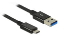 Delock USB3.1 Kabel A-Stecker - Typ-C St. 1m, 10Gbps, Gen2, schwarz, Premium