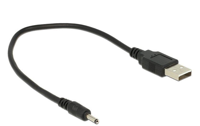 USB2.0-Stromkabel A-5VOLT, 27cm, schwarz Hohlstecker 3mm/1.1mm gerade