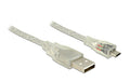 USB2-Kabel 0.5m A-MicroB, Ferritkern Transparent