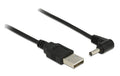 USB2.0-Stromkabel A - 5VOLT, 1.5m, schwarz Hohlstecker 3.5mm/1.35mm gewinkelt