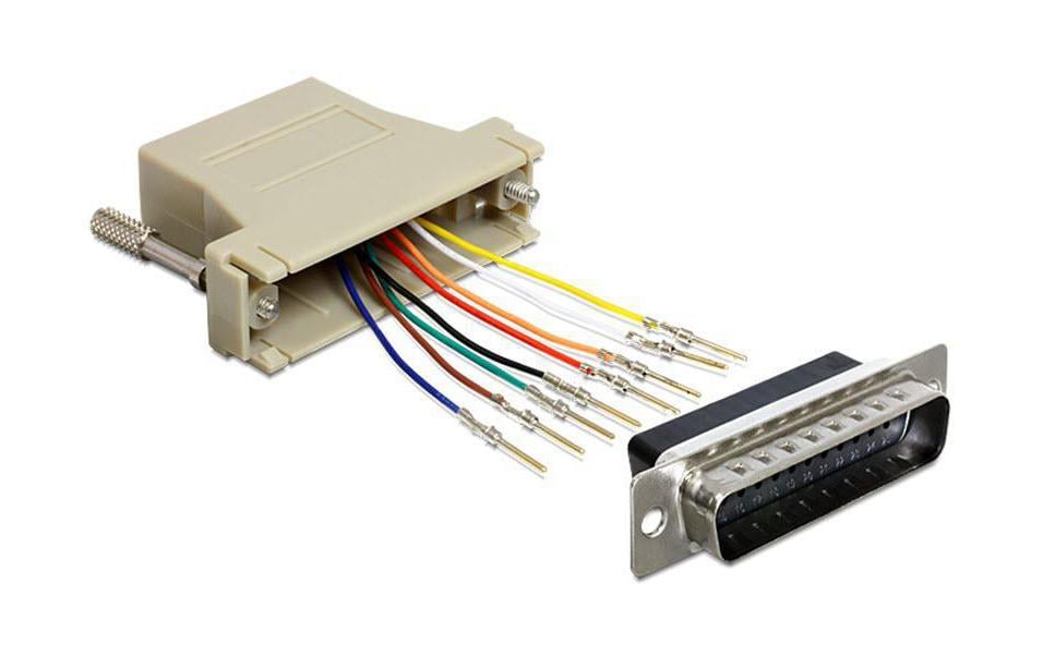 RJ-45 Buchse zu DB25 Stecker Montagesatz inkl. Anleitung, Pins individuell schaltbar
