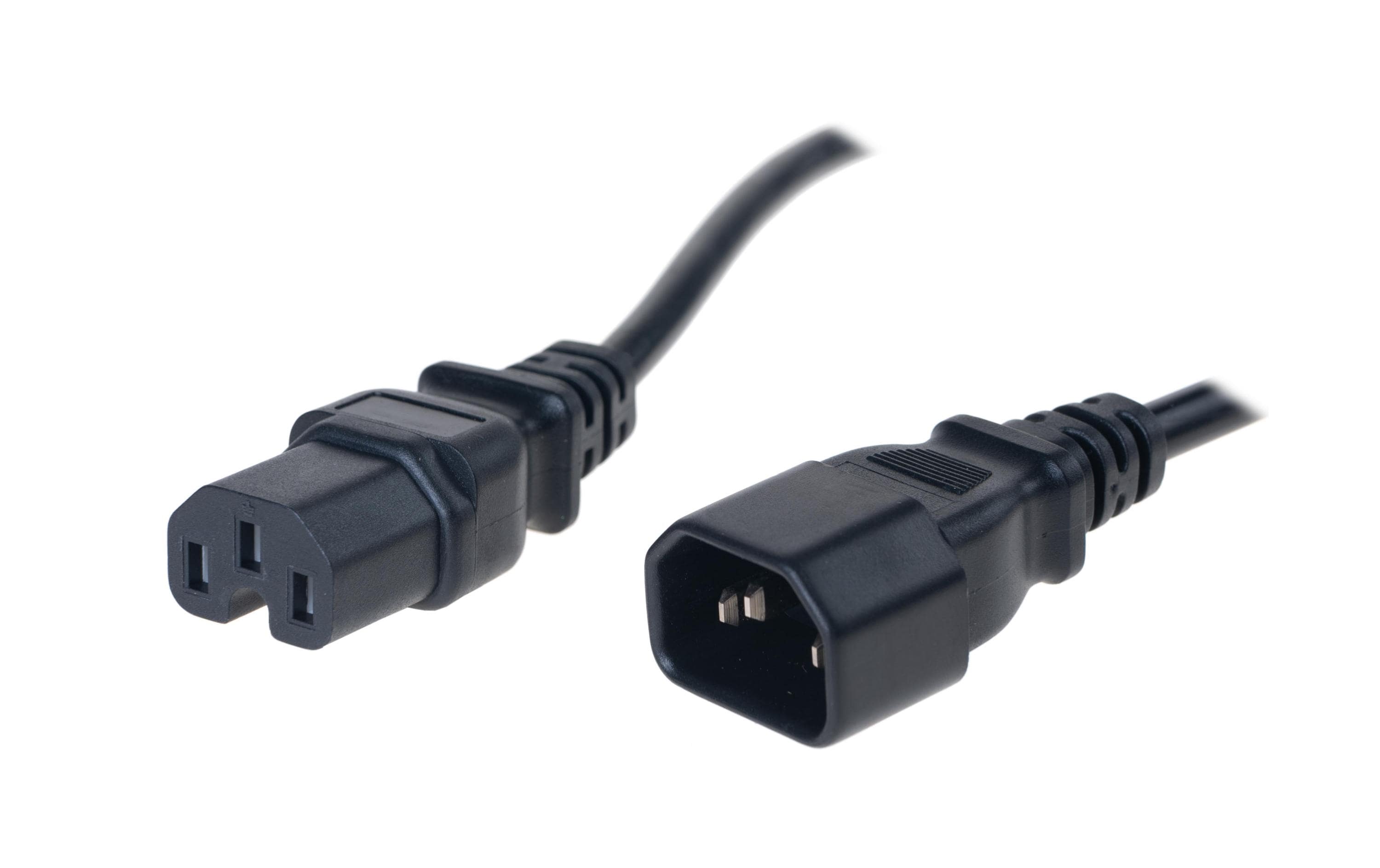Verlängerungs-Netzkabel C14/C15, 2m schwarz, H05VV-F3G1.0