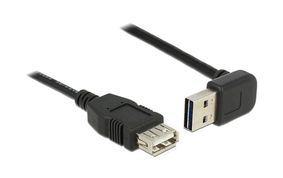 USB2.0-Verlängerungskabel Easy A-A: 1m beidseitig einsteckbar,oben/unten gewinkelt
