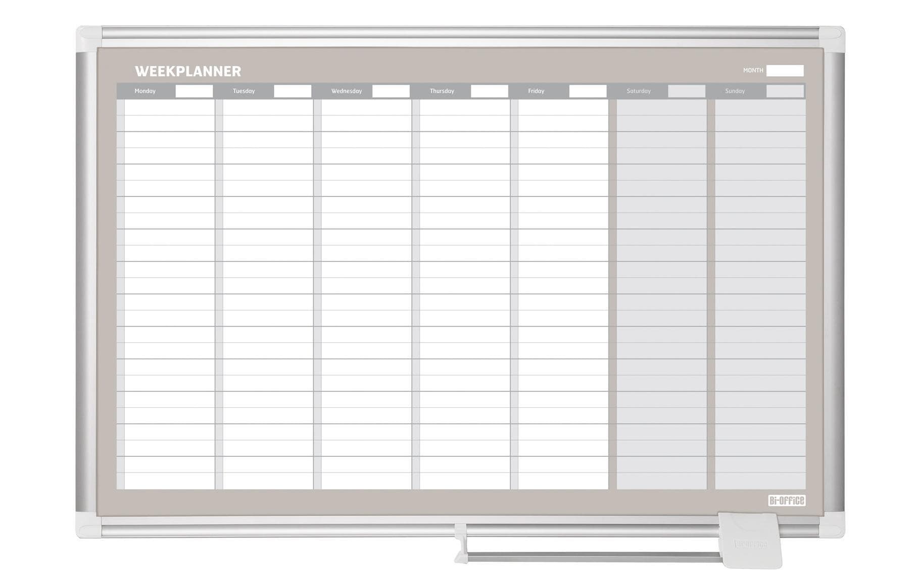 Bi-Office Whiteboard 90 x 60 cm Wochenplaner, Aluminiumrahmen