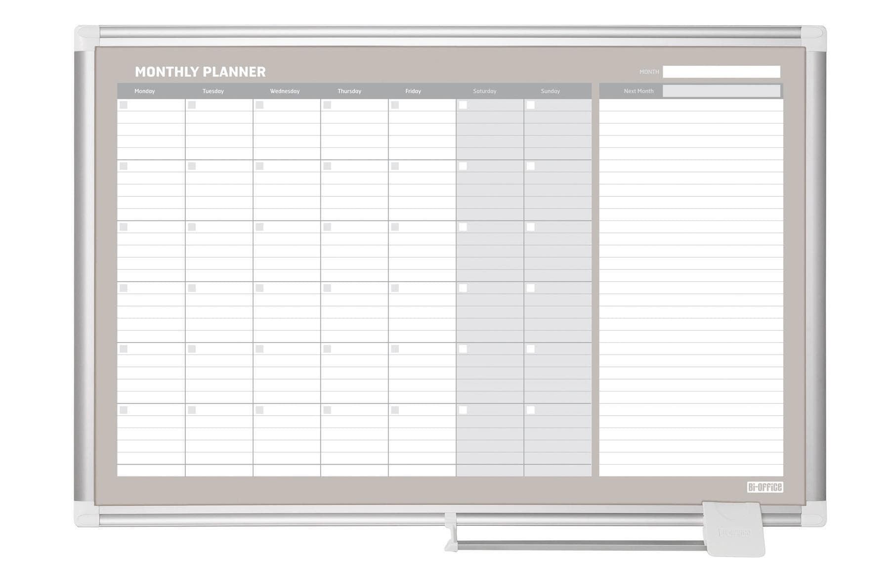 Bi-Office Whiteboard 90 x 60 cm Monatsplaner, Aluminiumrahmen