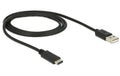 USB2.0-Kabel A-TypC: 1m, schwarz max. 480Mbps, Typ-C