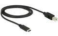 USB2.0-Kabel TypC-B: 1m, schwarz max. 480Mbps, Typ-C, für Druckeranschluss