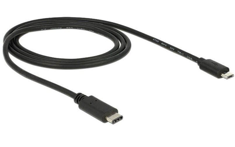 USB2.0-Kabel TypC-MicroB: 1m, schwarz max. 480Mbps, Typ-C, für MicroB Endgerät