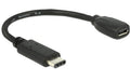 USB2.0-Adapterkabel MicroB-C, 15cm, schwarz max. 480Mbps, MicroB Buchse - Typ-C Stecker