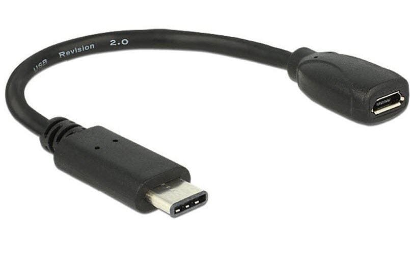 USB2.0-Adapterkabel MicroB-C, 15cm, schwarz max. 480Mbps, MicroB Buchse - Typ-C Stecker